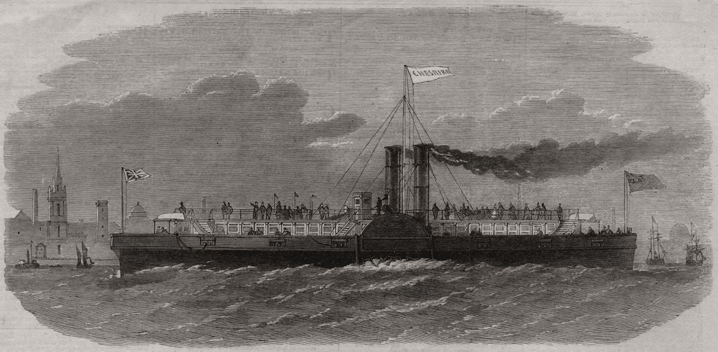 The Liverpool and Birkenhead new ferry steamer Cheshire 1863 old antique print